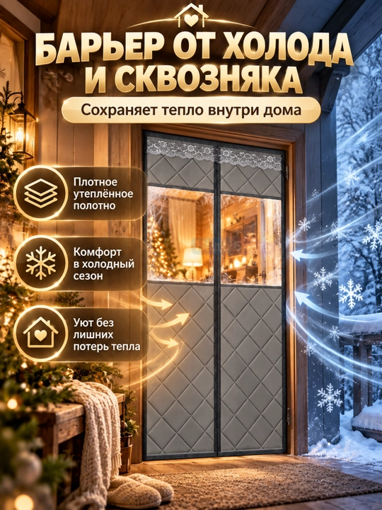 Eshik uchun magnitli issiq parda , sovuqdan himoyalovchi qalin parda