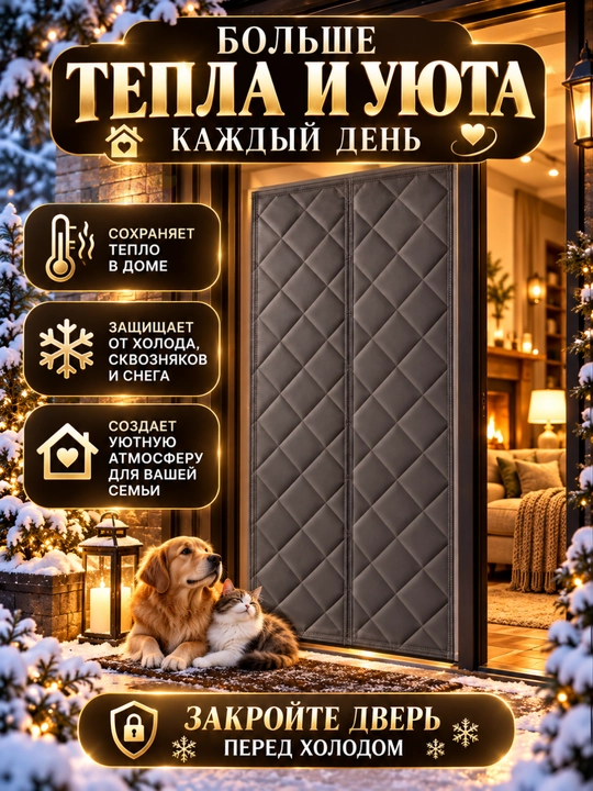 Eshik uchun magnitli issiq parda , sovuqdan himoyalovchi qalin parda