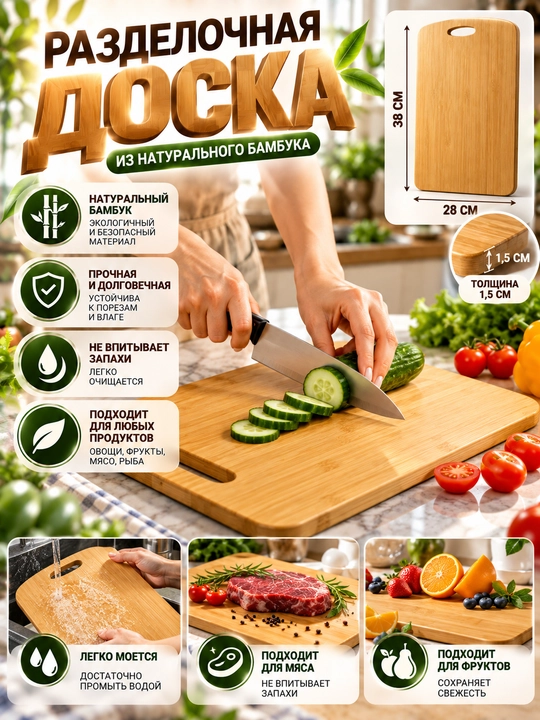Деревянная разделочная доска, для кухни, многофункциональная