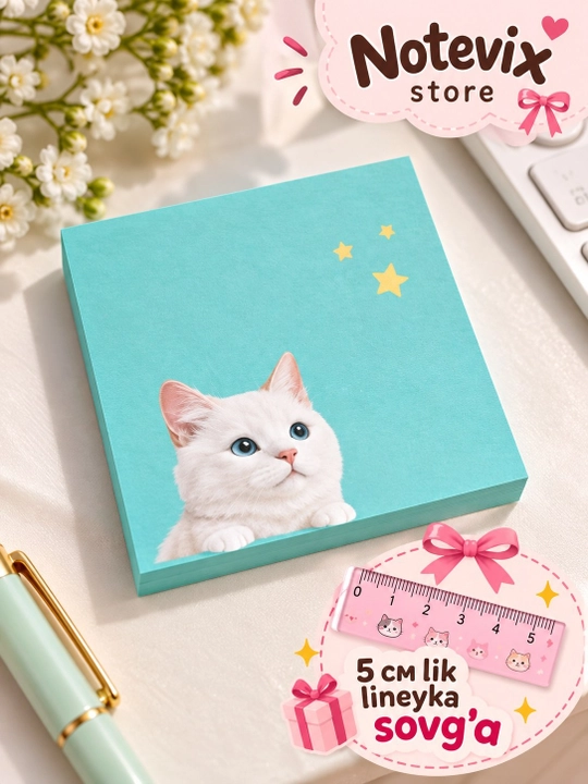 Pastel eslatma stikeri, qaydlar uchun yopishqoq qog'ozlar. 4 xil dizayn, 80 dona - 