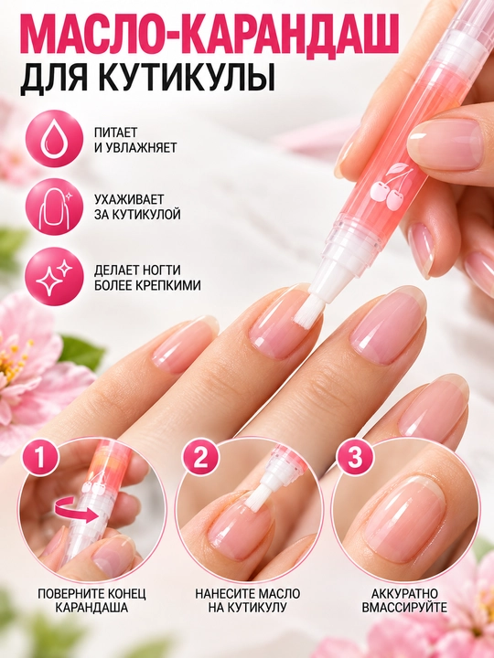 Масло для кутикулы в виде карандаша, увлажняющее, питает и укрепляет ногти