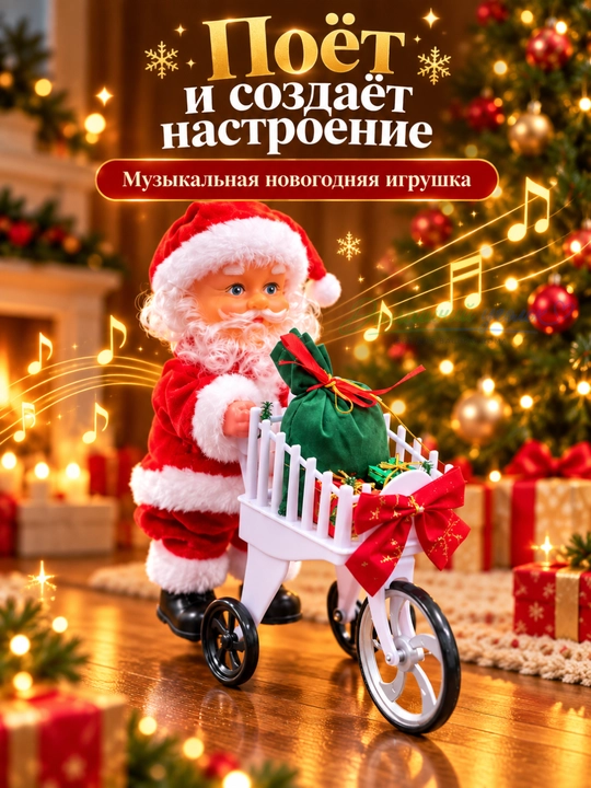 Новогодняя игрушка Дед Мороз, музыкальный