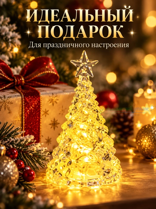 Yulduzchali LED Yangi yil archa dekor chirog‘i | Shaffof mini LED archa, 10 sm