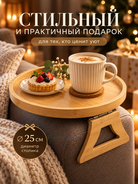 Bambuk divan tirsak qo‘ygichi uchun yig‘ma, universal stol