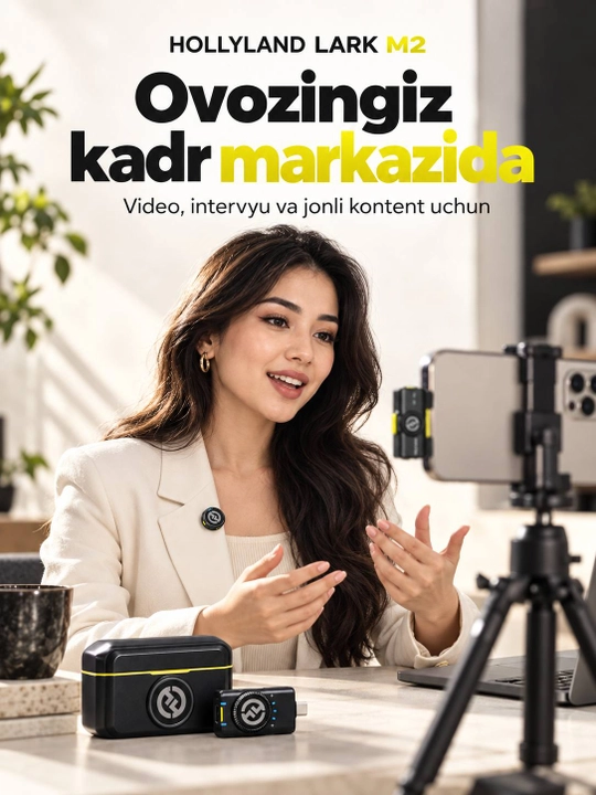 Mikrafon, hollyland lark m2, petlichka mikrafon, telefon uchun mikrafon, lark m2 combo