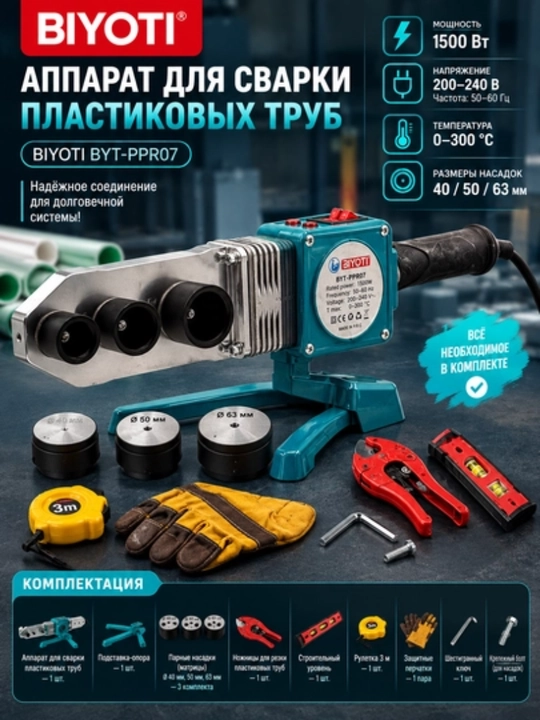 Аппарат для сварки пластиковых труб BIYOTI BYT-PPR07, ART 260005 - 