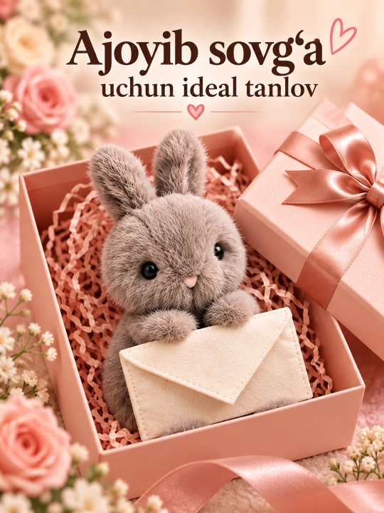 Sovg'a quyonchasi+ konverti bilan, izhor yozish uchun, ideal sovga