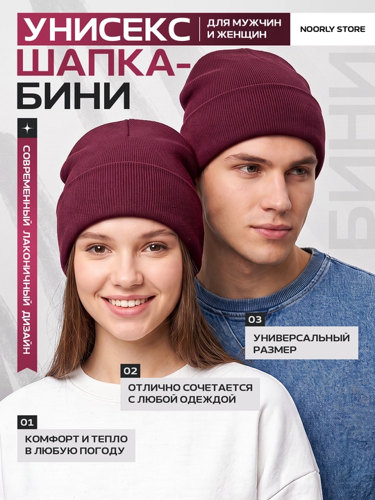 Зимняя шапка бини для мужчин и женщин, унисекс - 