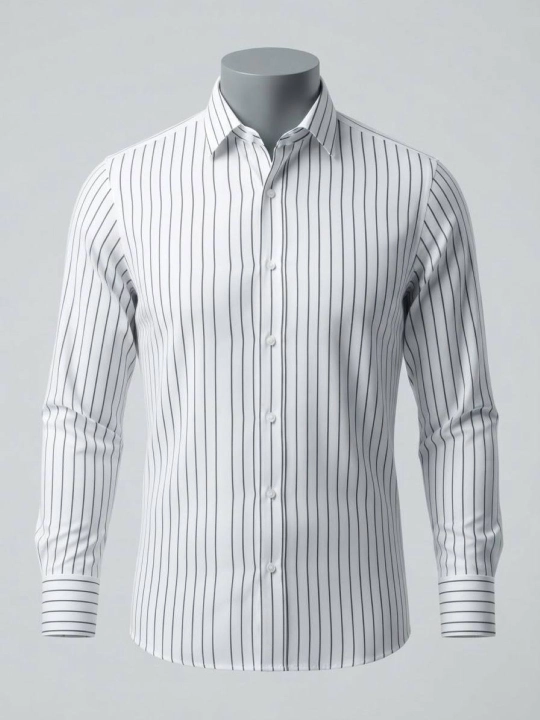 Erkaklar uchun klassik ko'ylak OUTFIT, uzun yengli, chiziqli⁠