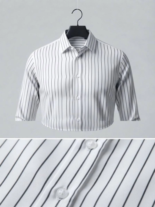 Erkaklar uchun klassik ko'ylak OUTFIT, uzun yengli, chiziqli⁠