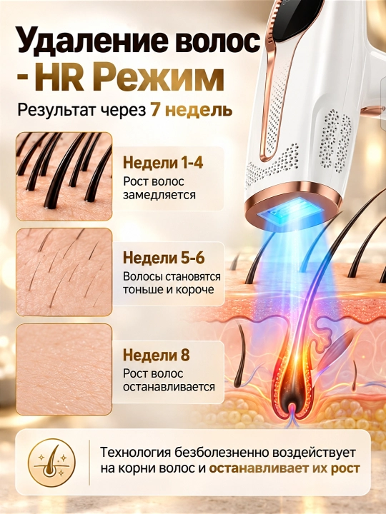 Yuz va tana uchun professional, sovutish effektiga ega fotoepilyator