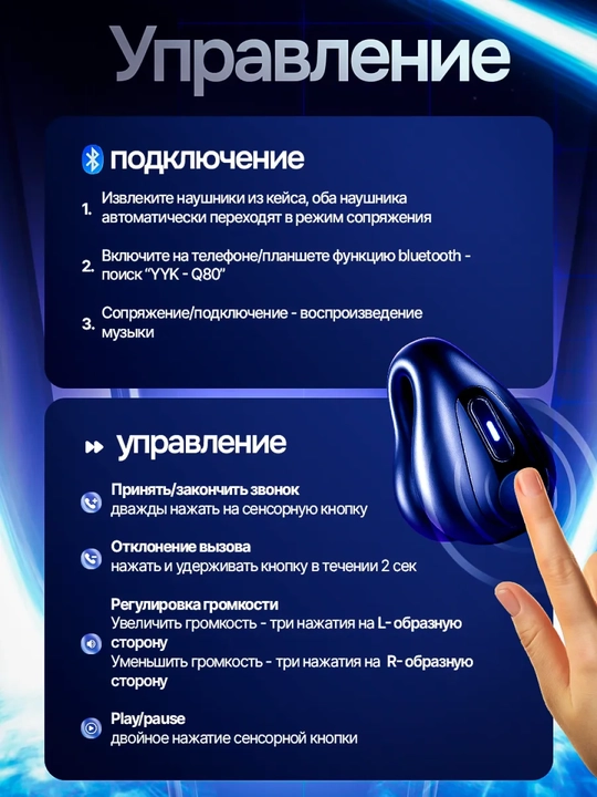 TWS Clip simsiz quloqchinlari, ochiq turdagi, Bluetooth 5.3, sport quloqchinlari