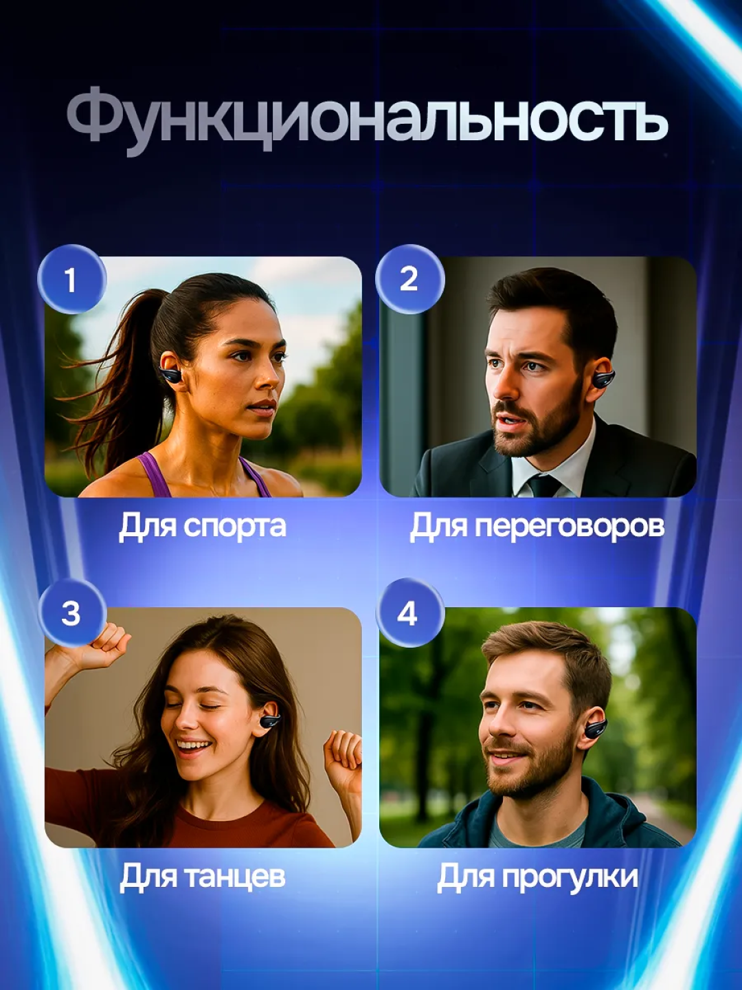 TWS Clip simsiz quloqchinlari, ochiq turdagi, Bluetooth 5.3, sport quloqchinlari