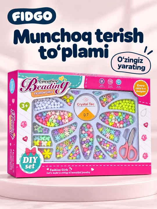 Kozmunchoq to‘qish to‘plami, hunarmandchilik uchun munchoqlar, taqinchoqlar to‘qish - 