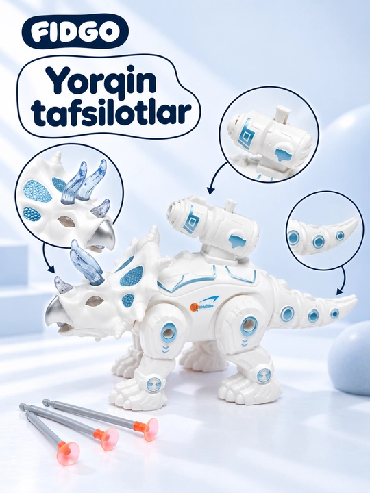 Transformer-dinozavr robot, bolalar uchun yorug‘lik va ovozli o‘rgatuvchi o‘yinchoq