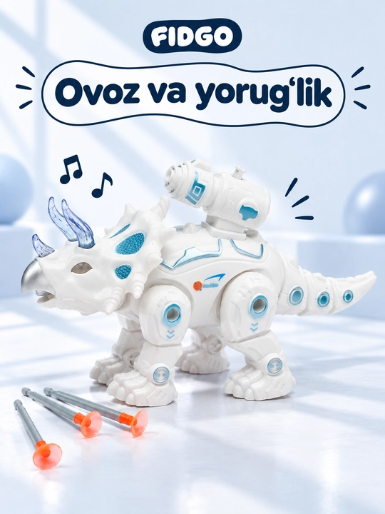 Transformer-dinozavr robot, bolalar uchun yorug‘lik va ovozli o‘rgatuvchi o‘yinchoq