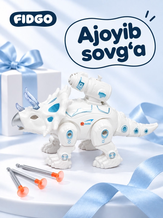 Transformer-dinozavr robot, bolalar uchun yorug‘lik va ovozli o‘rgatuvchi o‘yinchoq