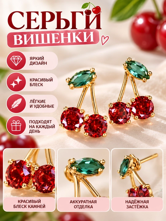 Серьги Вишенки — стильное украшение - 