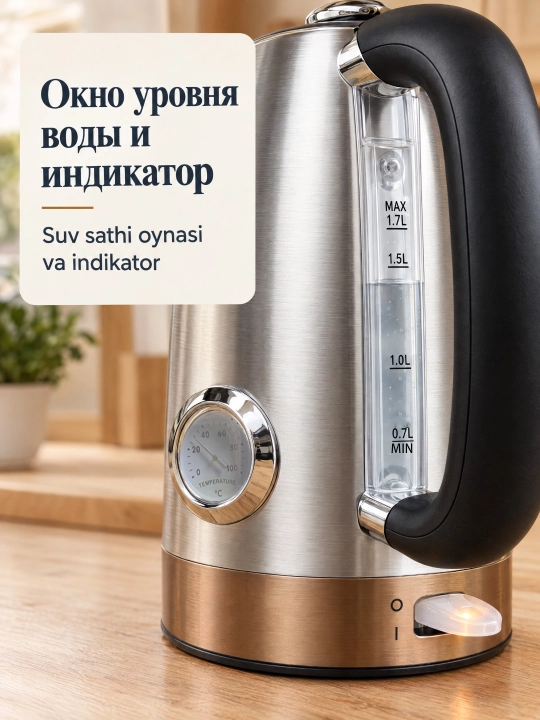 Elektr choynak SOKANY SK-1031,1,7 l, zanglamaydigan po'lat, termometr, 360° stend