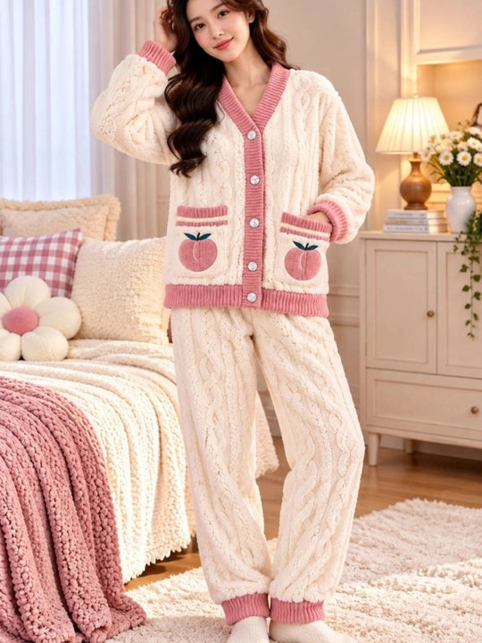 Pijama ayollar uchun qishki, issiq qalin momiq pijamalar, yangi pijama ayollar kiyimi