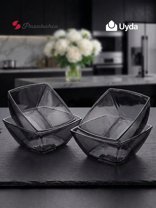 Shisha salatnik Pasabahce Tokyo Grey, 16 sm, 4 dona to‘plam