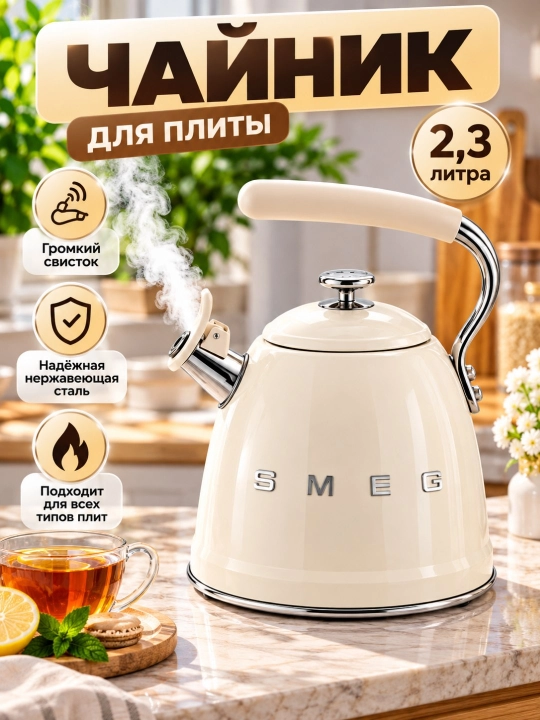 Choynak 2,3 litr plita uchun hushtakli emalli choy qaynatgich - 