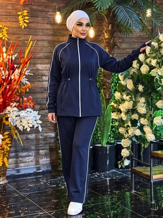 Ayollar uchun qasr ustidagi sport kostyumi, katta o‘lchamli, palatsso