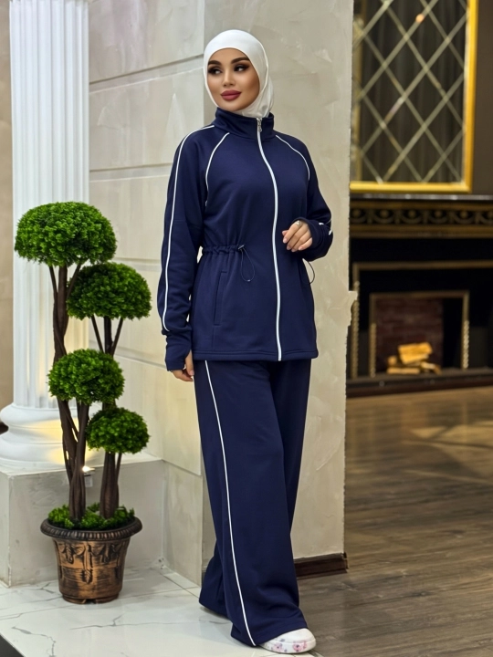 Ayollar uchun zamokli sport kostyumi, katta o'lchamli, keng shim, SHENLI - 