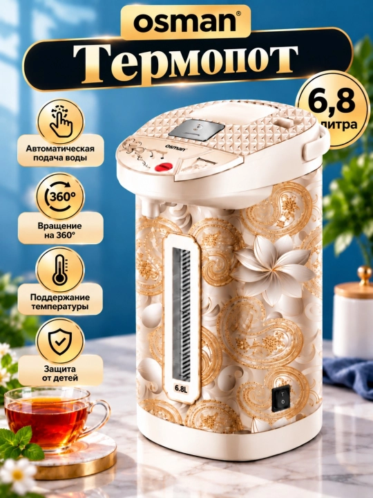 Termopot 6,8 litr Osman elektr choynak termopot suv qaynatgich - 