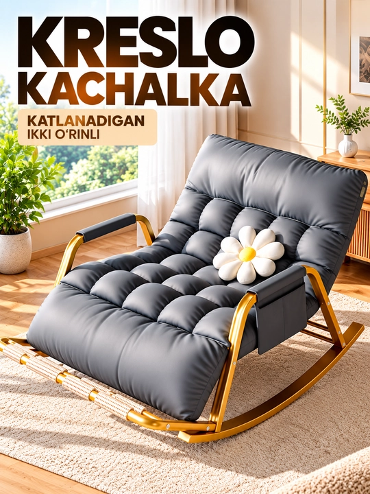 Kreslo kachalka, bir o‘rinli, buklanadigan, yumshoq, uy uchun - 