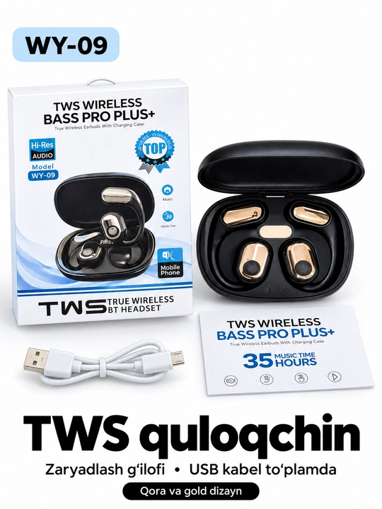 TWS Wireless Bass Pro Plus+ simsiz quloqchin (WY-09)