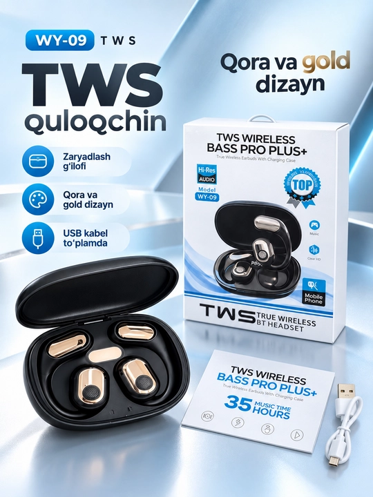 TWS Wireless Bass Pro Plus+ simsiz quloqchin (WY-09)