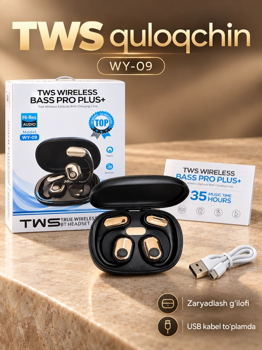 TWS Wireless Bass Pro Plus+ simsiz quloqchin (WY-09)