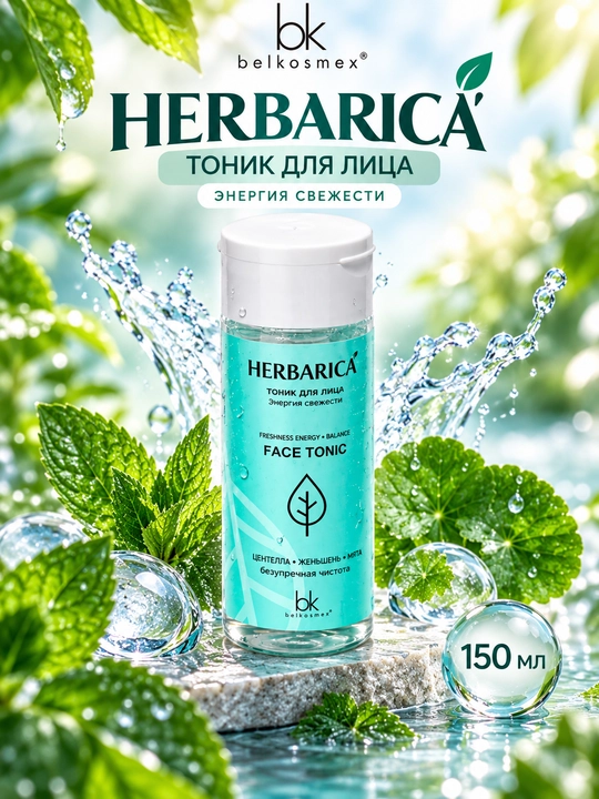 Yuz uchun tonik Belkosmex Herbarica Tetiklantiruvchi energiya, 150 ml - 