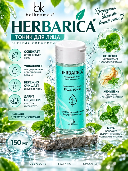 Тоник для лица Belkosmex Herbarica Энергия свежести, 150 мл