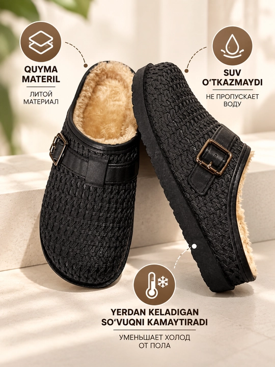 Ayollar mexli uy shippaklari, issiq tapochka, yumshoq va qulay qishki oyoq kiyim