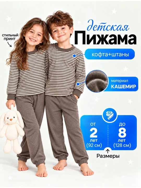 Bolalar pijamasi, qizlar va o'g'il bolalar uchun kuzgi qishki uy kiyimi, uyqu to'plami - 