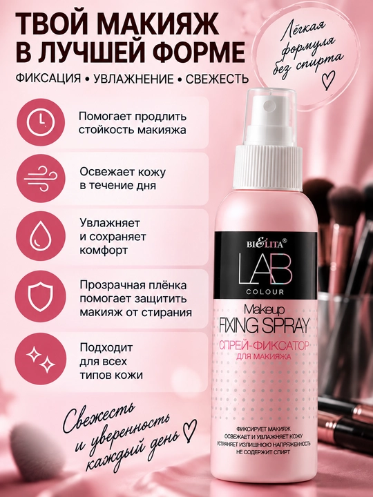 Спрей-фиксатор для макияжа Bielita Lab Colour, 100 мл