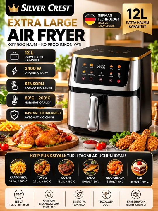 Silver Crest Air Fryer 12 L 2400 Vt aerogril - 