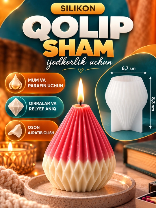 Silikon qolip mum uchun, sham, shamlar tayyorlash uchun mold