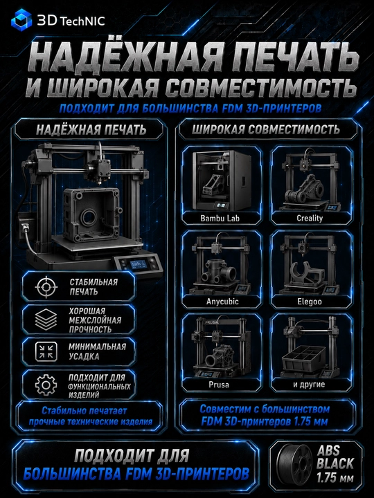 Пластик для 3D принтера, филамент ABS 1.75 мм, 1 кг