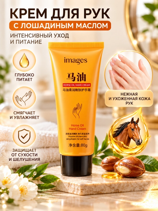 Крем для рук с конским жиром,Hyaluronir Acid Ampoule, уход за руками, увлажняющий крем - 