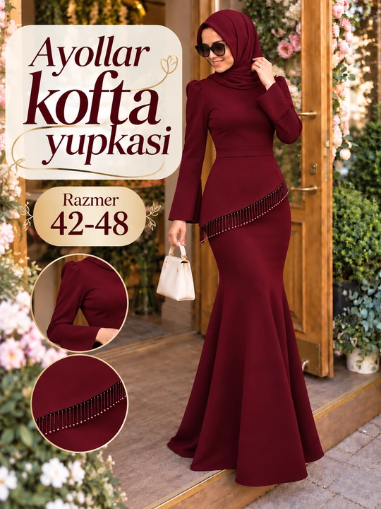 Ayollar uchun oqshom liboslari toy va bazimlar uchun. Kofta yubka 42-48 razmerda - 
