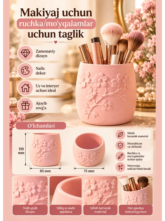 Makiyaj uchun ruchka/mo‘yqalamlar uchun taglik - 