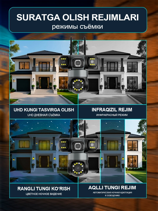 Aqlli PTZ kamera ko‘cha va uy uchun Wi-Fi kuzatuv kamerasi