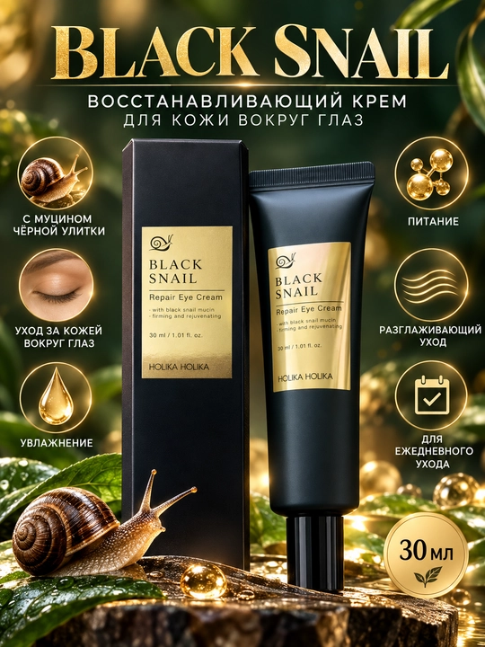 Qora salyangoz mutsinli ko‘z atrofi uchun krem BLACK SNAIL - 