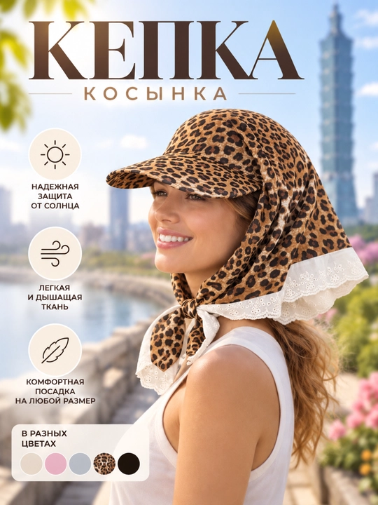 Кепка-косынка женская летняя для пляжа и прогулок - 