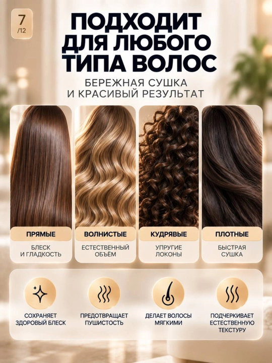 Фен для волос профессиональный PRO, высокая мощность, с насадками