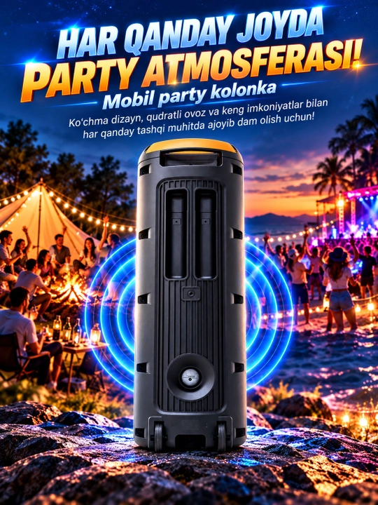 Brodu-2143 Karaoke kolonka 3×8", Bluetooth 5.3, 2 mikrofon, FM radio, USB/TF, AUX