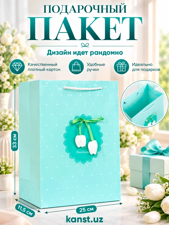 Tutqichli katta sovg‘a paketi, 33 × 25 × 11,5 sm